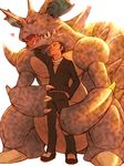 &hearts; abstract_background giovanni horn male nidoking nintendo plain_background pok&#233;mon pok&eacute;mon protecting scritching team_rocket tongue unknown_artist video_games white_background 