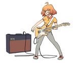  guitar instrument momo-tan orange_hair radio_momoiro rd short_hair smile solo telecaster 