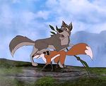  balto balto_(film) canine female feral fox gif low_res male mammal rubbing trickster unknown_artist 