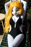  female fursuit human mammal minerva_mink mink mustelid one-piece_swimsuit photo rabbitinthemoon real solo swimsuit 