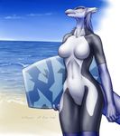  2009 beach body_board countershading despina dragon equus female horns scalie sea seaside solo swimsuit tail wetsuit 