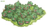  bulbasaur ditb gen_1_pokemon green green_skin heart md5_mismatch multiple_persona no_humans odd_one_out pokemon pokemon_(creature) red_eyes shiny_pokemon smile 