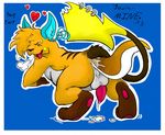  &hearts; anal_vore anus balls blue cum dialogue english_text eyes_closed hindpaw male open_mouth penis pok&eacute;mon raichu rockk tail tongue 