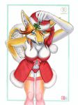  anthro blue_eyes breasts canine christmas cleavage clothed clothing collar coyote female green_eyeliner holidays kacey looking_at_viewer mammal mistletoe panties pinup pose quill_(character) solo underwear xmas 