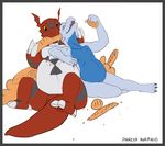  bread couple digimon fat food guilmon hindpaw male rukario scalie 