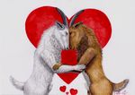  anthro brown brown_fur caprine duo fur gay goat hearts love male mammal mixxiwuff plain_background white white_background white_fur 