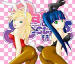  animal_ears ass breasts bunny_girl bunnysuit cleavage panty_&amp;_stocking_with_garterbelt panty_(character) panty_(psg) pantyhose smile stocking_(character) stocking_(psg) tail 