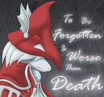  clothed clothing crying dragon_knight dragoon english_text female final_fantasy final_fantasy_ix freya_crescent hair hat mammal pointy_hat rat red red_mage rodent smile solo tears terdburgler text video_games warrior white_hair 