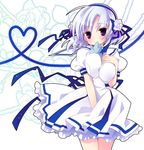  bangs breasts dress flower hair_ribbon hairband henriette_mystere impossible_clothes impossible_dress large_breasts purple_eyes ribbon rose short_hair skirt solo suzuki_kokono tantei_opera_milky_holmes white_flower white_hair white_rose 