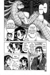  black_and_white breasts comic dinosaur female human male monochrome nude scalie translated 