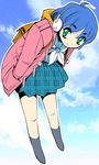  aku_to_diamond blue_hair green_eyes highres original school_uniform serafuku solo 