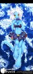  blue_skin blue_theme breasts clothed clothing cute dragon fangs female gi hair looking_at_viewer scalie skimpy solo tofu93 white_hair 
