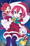  bad_id bad_pixiv_id blue_eyes christmas christmas_tree green_eyes hat inazuma_eleven inazuma_eleven_(series) kiyama_hiroto multiple_boys nagumo_haruya pantyhose raspberrycrown red_hair santa_costume santa_hat socks striped striped_legwear suzuno_fuusuke white_hair 