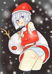  antlers ass bad_id bad_pixiv_id hat kokechan konpaku_youmu konpaku_youmu_(ghost) panties red_nose santa_costume santa_hat solo striped striped_panties thighhighs touhou underwear 