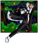  alpha_channel black_hair butt canine female fireflies forest hair jewelry nipples solo tree wolf yellow_eyes zenia 