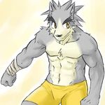  2009 bandage canine inuryu male shorts solo topless wolf yellow_eyes 