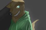  evil_grin green_shirt grin hood jjiinx smile solo syynx tail teal_eyes teeth 