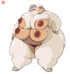  big_breasts blush breasts caprine chubby ears fat female gillpanda horn horns mammal multi_breast nipples obese overweight pussy sheep solo wide_hips 