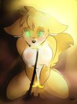  breasts canine collar dog female fox kneeling leash looking_at_viewer solo tail vixen yuuri 