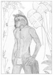  canine dacapo faolan hair jungle loincloth male solo topless underwear wolf 