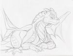  black_and_white dragon dragonheart dragonheart_2 drake_(character) feral hi_res male monochrome narse scalie sketch solo wings 