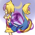  back-to-back blonde_hair closed_eyes crescent_moon cresselia dress gen_4_pokemon hands_clasped hitec moemon moon own_hands_together pokemon pokemon_(creature) pokemon_(game) pokemon_dppt short_hair 