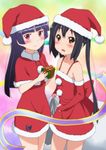  bare_shoulders black_hair bloom blush box brown_eyes christmas crossover errant gokou_ruri hat k-on! long_hair mole mole_under_eye multiple_girls nakano_azusa open_mouth ore_no_imouto_ga_konna_ni_kawaii_wake_ga_nai red_eyes santa_costume santa_hat seiyuu_connection twintails 