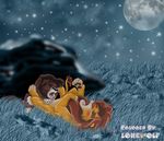  blush disney feline feral gay grass kovu licking lion male moon night simba stars the_lion_king tongue 