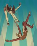  acrobatics barefoot circus falling female jumping lagomorph male plantigrade rabbit radio-newt siblings sleeves trapeze 