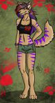  colored female highlights looking_at_viewer neko-maya red_eyes solo tail thylacine tiffa 