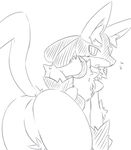  anthro butt lucario monochrome nintendo plain_background pok&#233;mon pok&#233;morph pok&eacute;mon shion_gaze sketch video_games white_background 