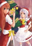  christmas christmas_tree highres hong_meiling izayoi_sakuya multiple_girls santa_costume sinkyhua touhou 