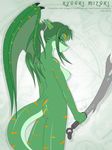  breasts countershading dragon faiz female green green_body green_hair hair long metal-renamon mizuki nipples nude runes scalie solo stripes sword weapon wings 