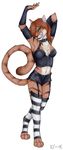  blue_eyes feline female korrok looking_at_viewer seductive skimpy solo standing stockings tongue 