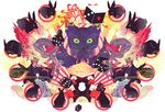  2girls abstract animal_ears bad_id bad_pixiv_id banned_artist bunny cat cat_ears dice japanese_clothes kimono multiple_boys multiple_girls original robin7188 surreal 