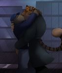  bear coat eyes_closed feline gay hat jailbird kissing male mammal raining tail tiger 