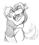  anthro canine duo female greyscale kissing mammal monochrome natani natani_(twokinds) sketch tail tailwag tom_fischbach trace_(twokinds) trace_legacy twokinds wag wolf 