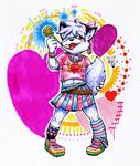  &hearts; blue_ferret bow canine colorful cub drool fox lollipop male red_eyes saliva skirt tail wink young 