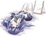  bad_id bad_pixiv_id black_dress black_hair blue_eyes blush clothes_sniffing dress exploration gokou_ruri hadi long_hair lying masturbation mirror mole mole_under_eye navel no_panties on_back ore_no_imouto_ga_konna_ni_kawaii_wake_ga_nai panties panty_pull pink_panties pussy_juice pussy_juice_trail reflection skirt skirt_removed smelling solo thighhighs underwear upside-down white_legwear 