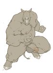  balls big chubby male mammal muscles nude overweight penis plain_background pose rhino rhinoceros solo thewielder uncut white_background 