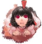  animal_ears bad_id bad_pixiv_id black_hair bunny_ears carrot drooling face hands inaba_tewi looking_up maccha_cocoa_(mococo) red_eyes saliva short_hair solo touhou 