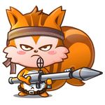  looking_at_viewer male mammal mascot navel plain_background ranged_weapon rocket_launcher rodent rpg solo squirrel ucweb unknown_artist vector weapon white_background 