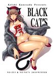  animal_ears breasts brown_hair cat_ears cat_tail cleavage corset fur_coat grey_eyes high_heels kanesada_keishi large_breasts legs lingerie long_hair long_legs navel original shoes solo tail thighs underwear 