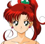  absurdres bare_shoulders bishoujo_senshi_sailor_moon earrings green_eyes hair_bobbles hair_ornament itou_ikuko jewelry kino_makoto nude official_art ponytail red_hair sailor_jupiter smile 