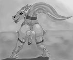  balls butt cum daioushin digimon guilmon male paws penis scalie solo tail tongue 