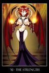  badly_resized breasts chains demon female fire green_eyes horns human jessica_elwood loincloth looking_at_viewer nipples red_hair solo spikes underwear wings 