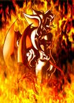  bat butt demon female fire nude pinup pose solo tail wings zlydoc 