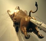  anus balls bovine bull chen_wenling fart hooves horns propulsion real sculpture tail 