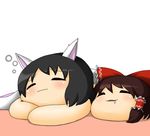  bikkuru female hakurei_reimu shameimaru_aya sleeping touhou yukkuri_aya yukkuri_reimu yukkuri_shiteitte_ne 