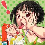  cherry drinking_straw eating food fruit holding holding_food holding_fruit ice_cream motoi_hiroumi original solo 
